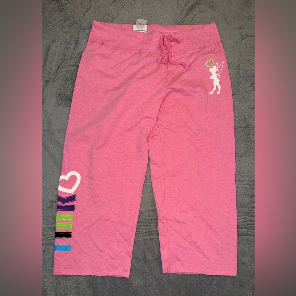 NWT Disney  Parks  Original "TINK" Lounge Pants Sz M Pink Drawstring Crop